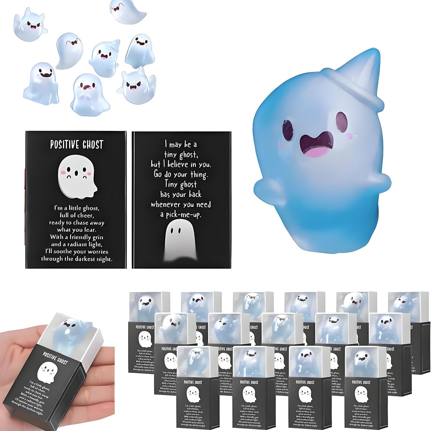 🎃Halloween Sale👻Glow in the Dark Mini Ghost Figures with Box