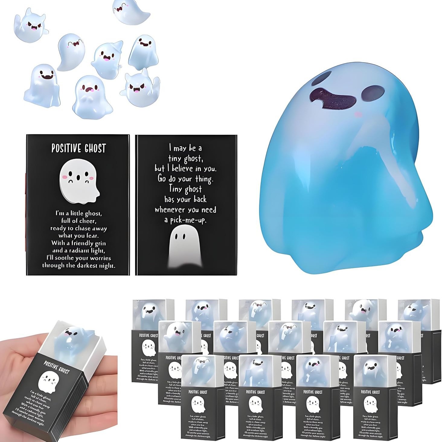 🎃Halloween Sale👻Glow in the Dark Mini Ghost Figures with Box