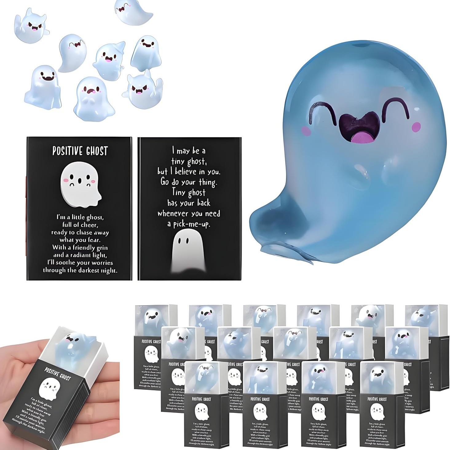 🎃Halloween Sale👻Glow in the Dark Mini Ghost Figures with Box