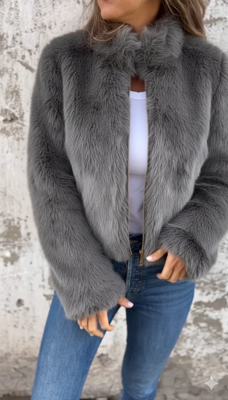 🎄Christmas Sale🔥 Women's High Collar Fur Zipper Casual Jacket