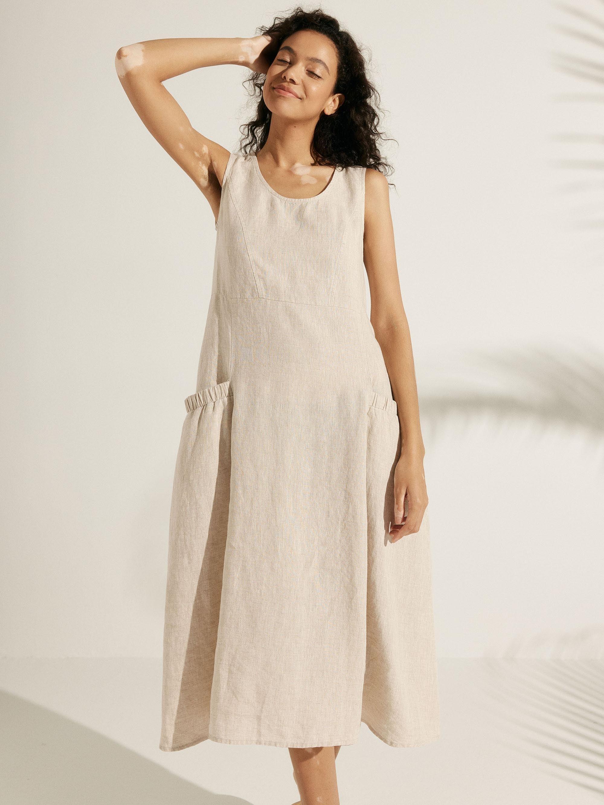 100% Linen Swing Beach Tank Dress