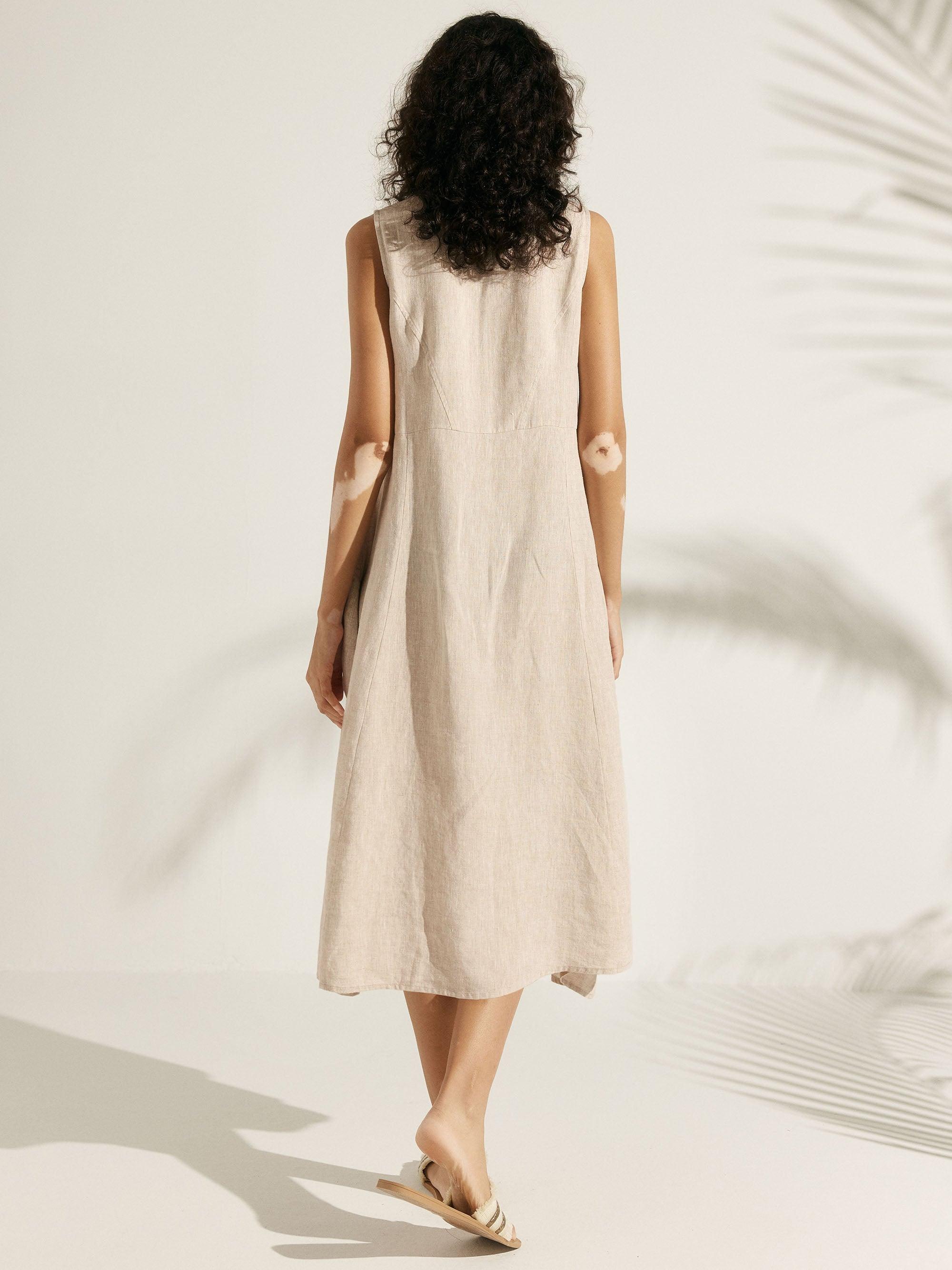 100% Linen Swing Beach Tank Dress
