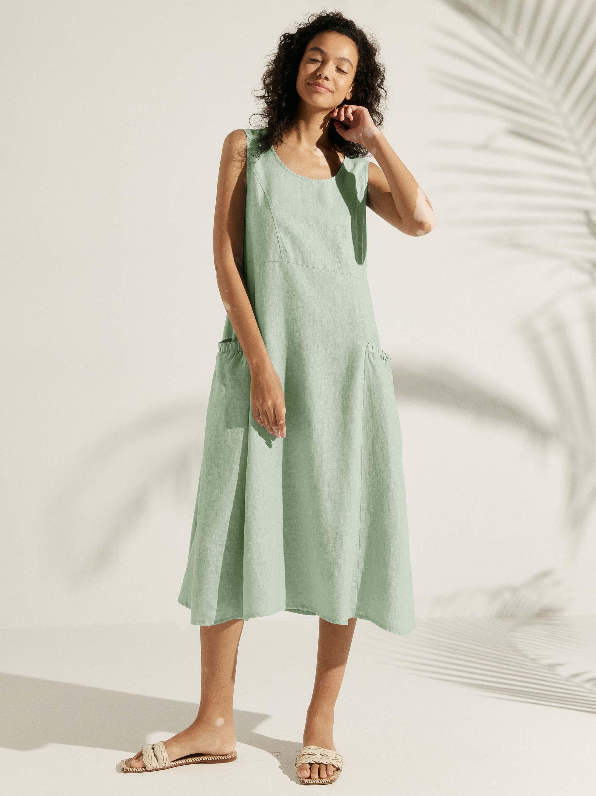 100% Linen Swing Beach Tank Dress