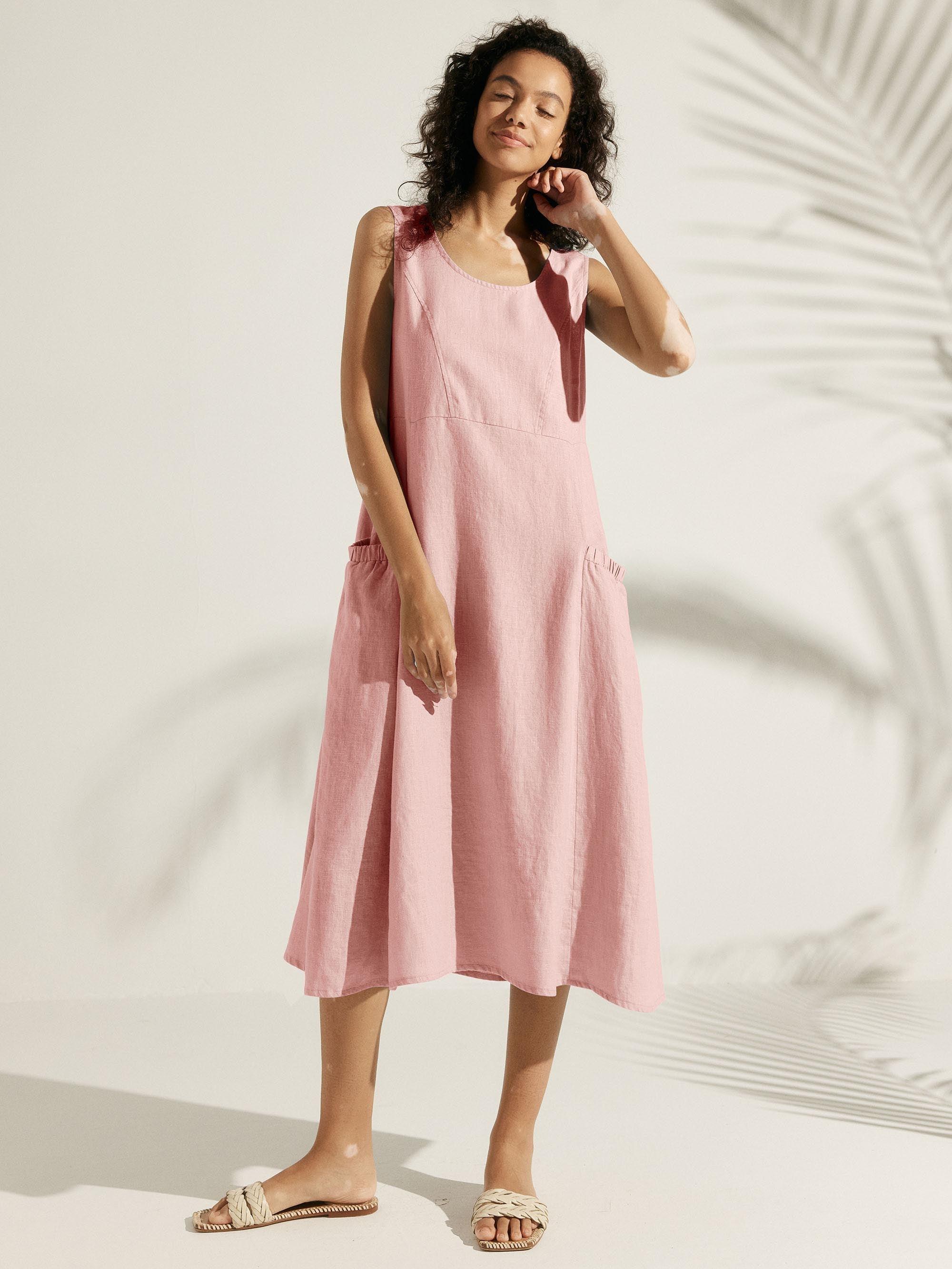 100% Linen Swing Beach Tank Dress