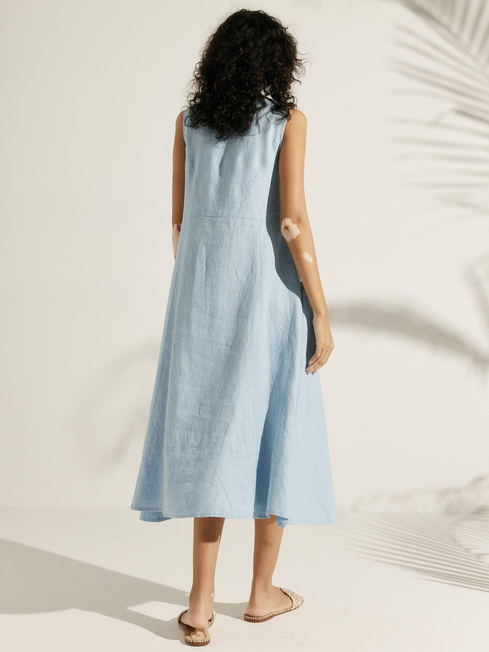 100% Linen Swing Beach Tank Dress