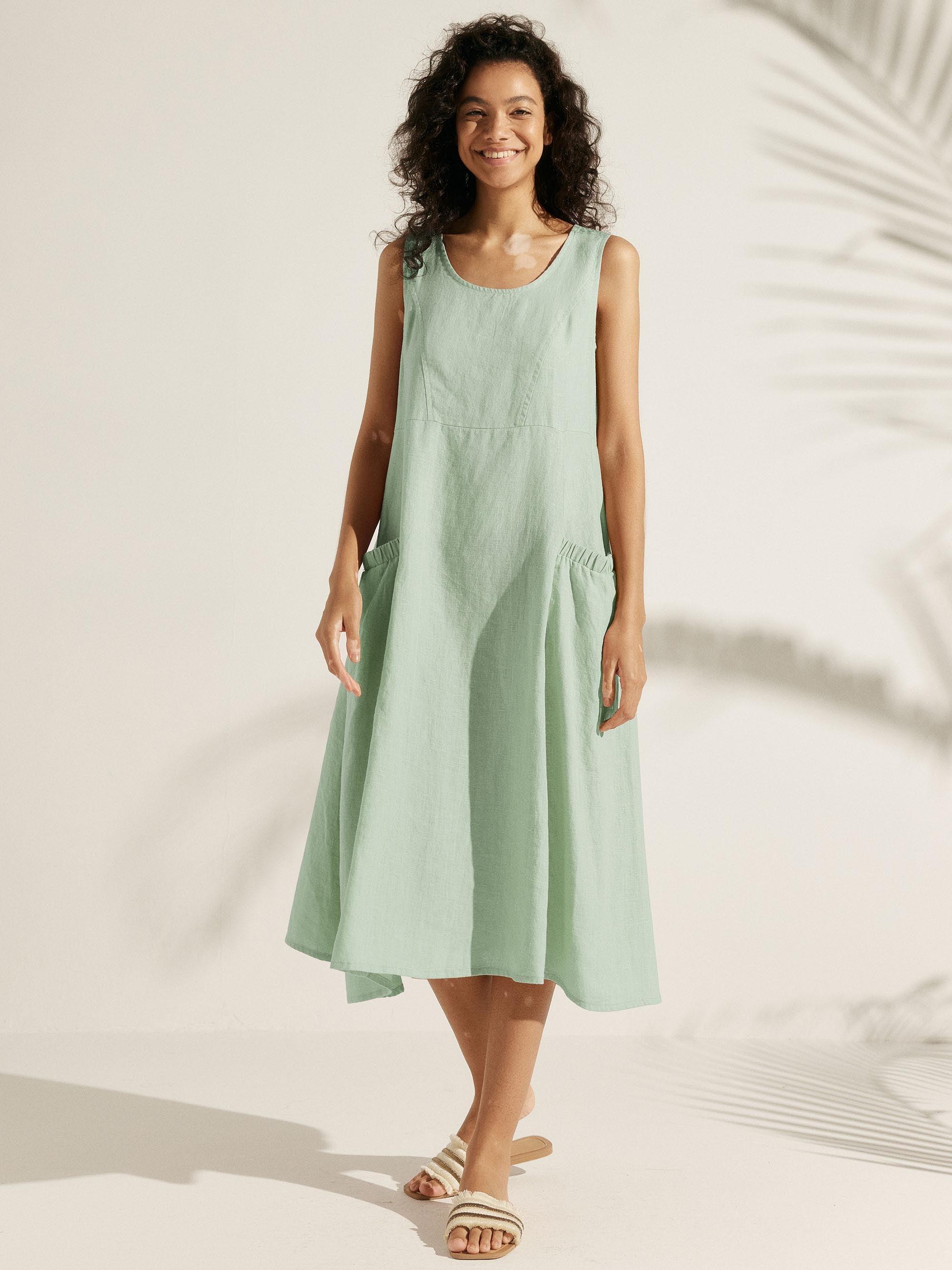 100% Linen Swing Beach Tank Dress