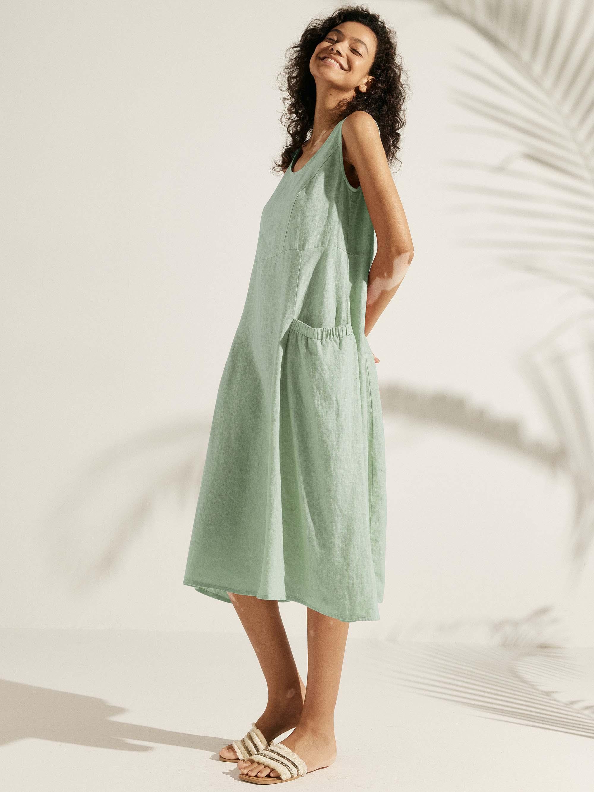 100% Linen Swing Beach Tank Dress