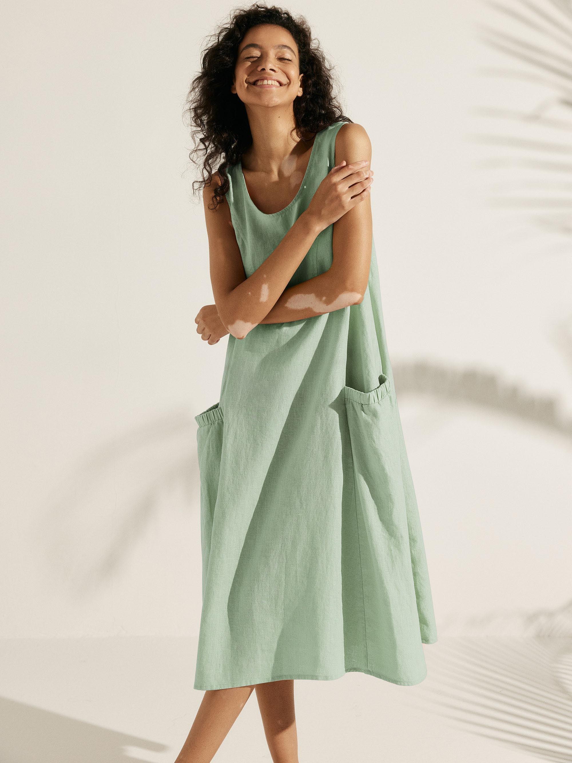 100% Linen Swing Beach Tank Dress