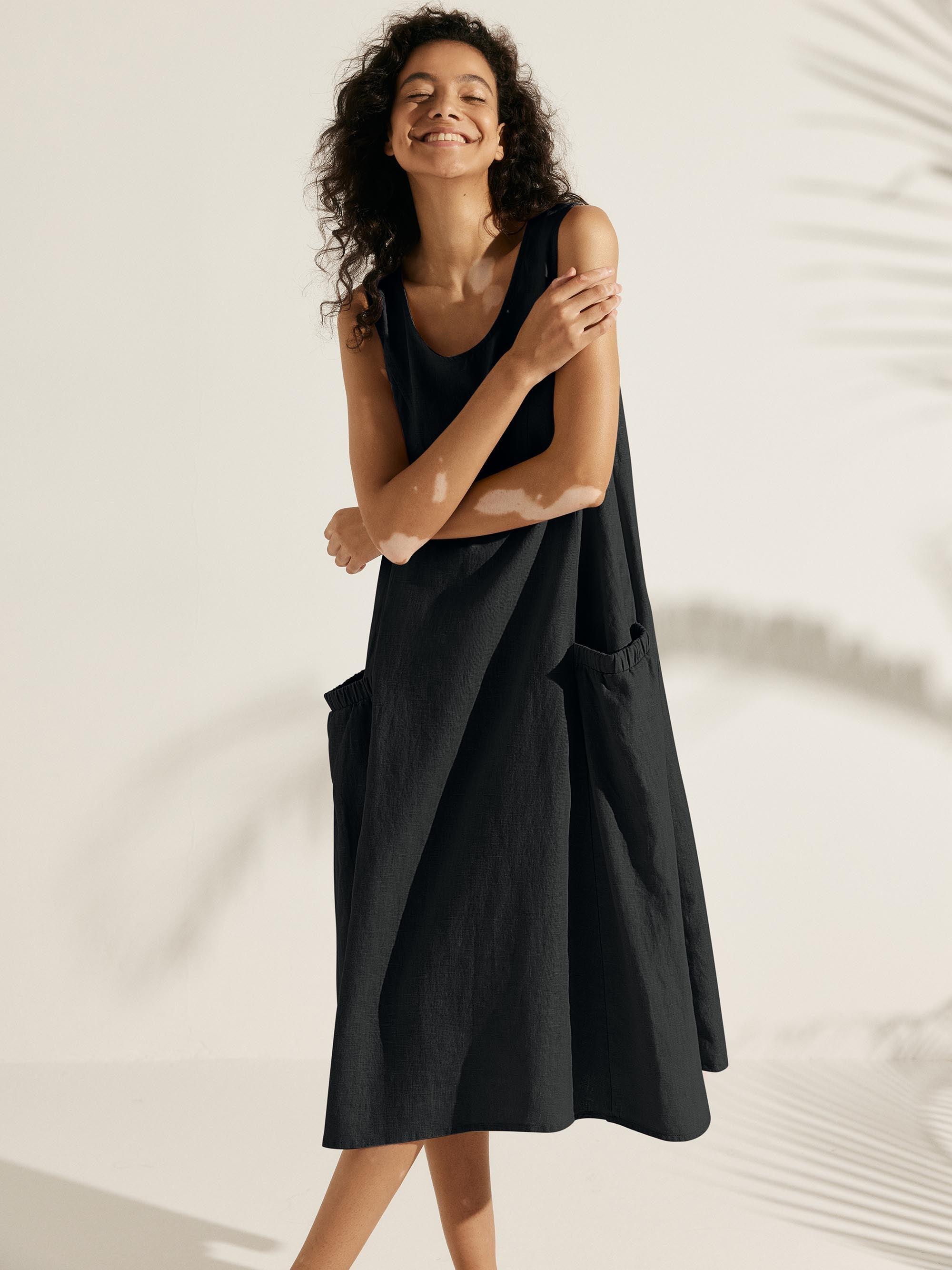 100% Linen Swing Beach Tank Dress