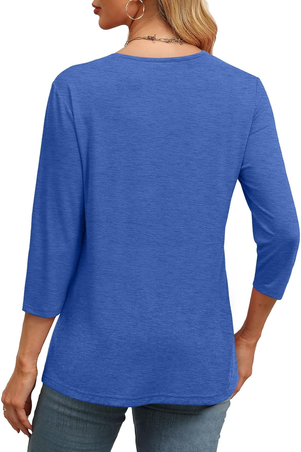 NEW🔥 Women's V Neck 3/4 Long Sleeve  Loose Fit  Tops