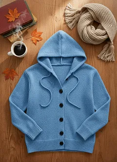 🎄 New Arrivals🔥Women's Casual Hooded Long Sleeve Button Cardigan Sweater