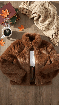 🎄Christmas Sale🔥 Women's High Collar Fur Zipper Casual Jacket