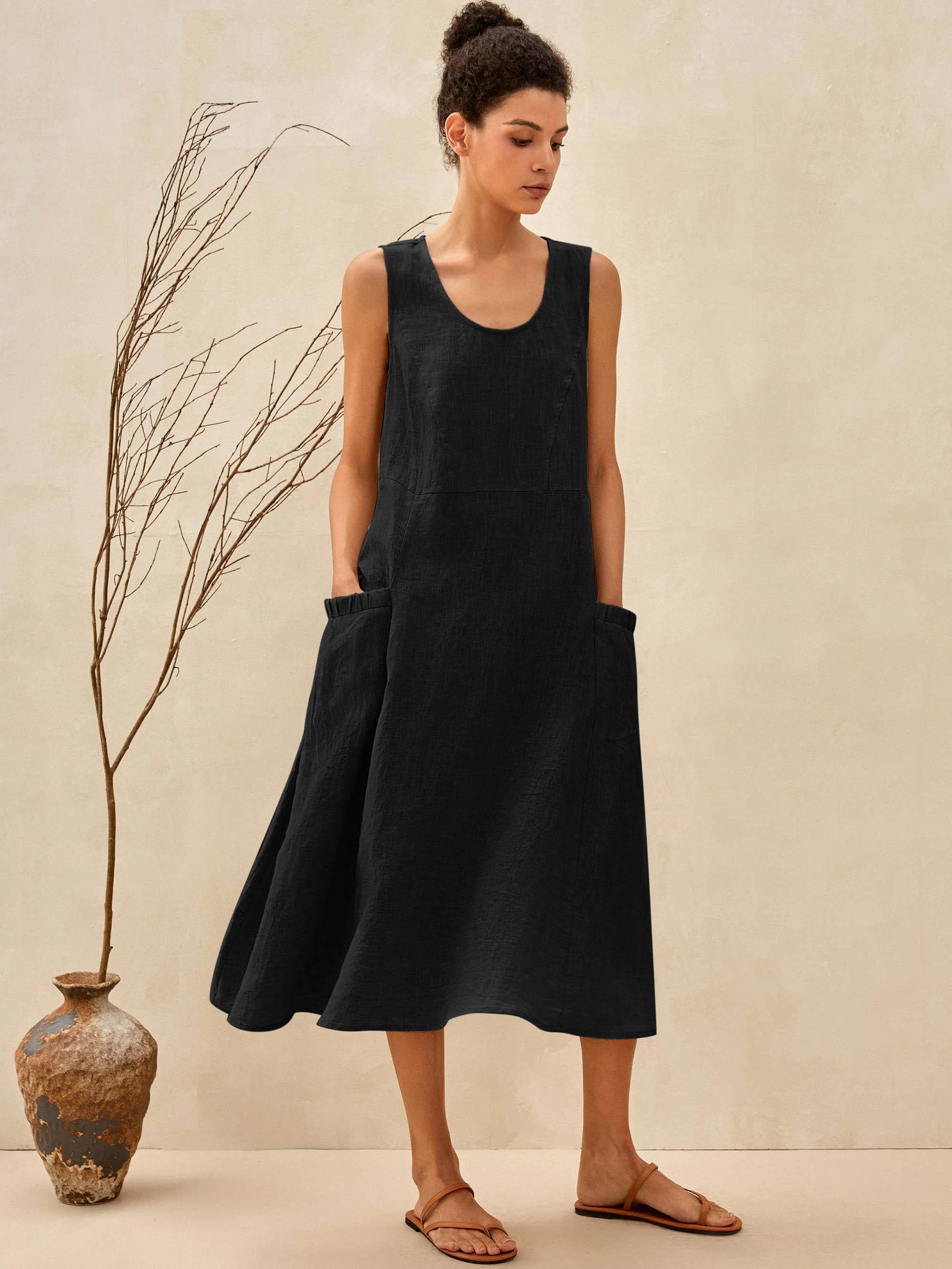 100% Linen Swing Beach Tank Dress