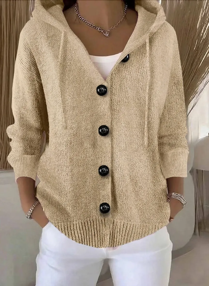 🎄 New Arrivals🔥Women's Casual Hooded Long Sleeve Button Cardigan Sweater