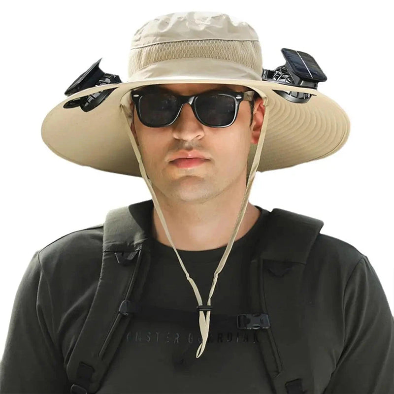 Wide Brim Sun Hat with Solar Fans – Outdoor Work. Fishing & Gardening Hat