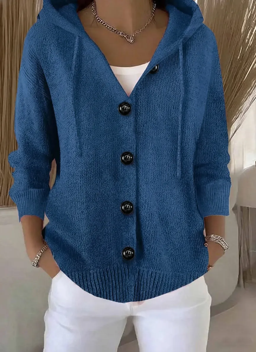 🎄 New Arrivals🔥Women's Casual Hooded Long Sleeve Button Cardigan Sweater