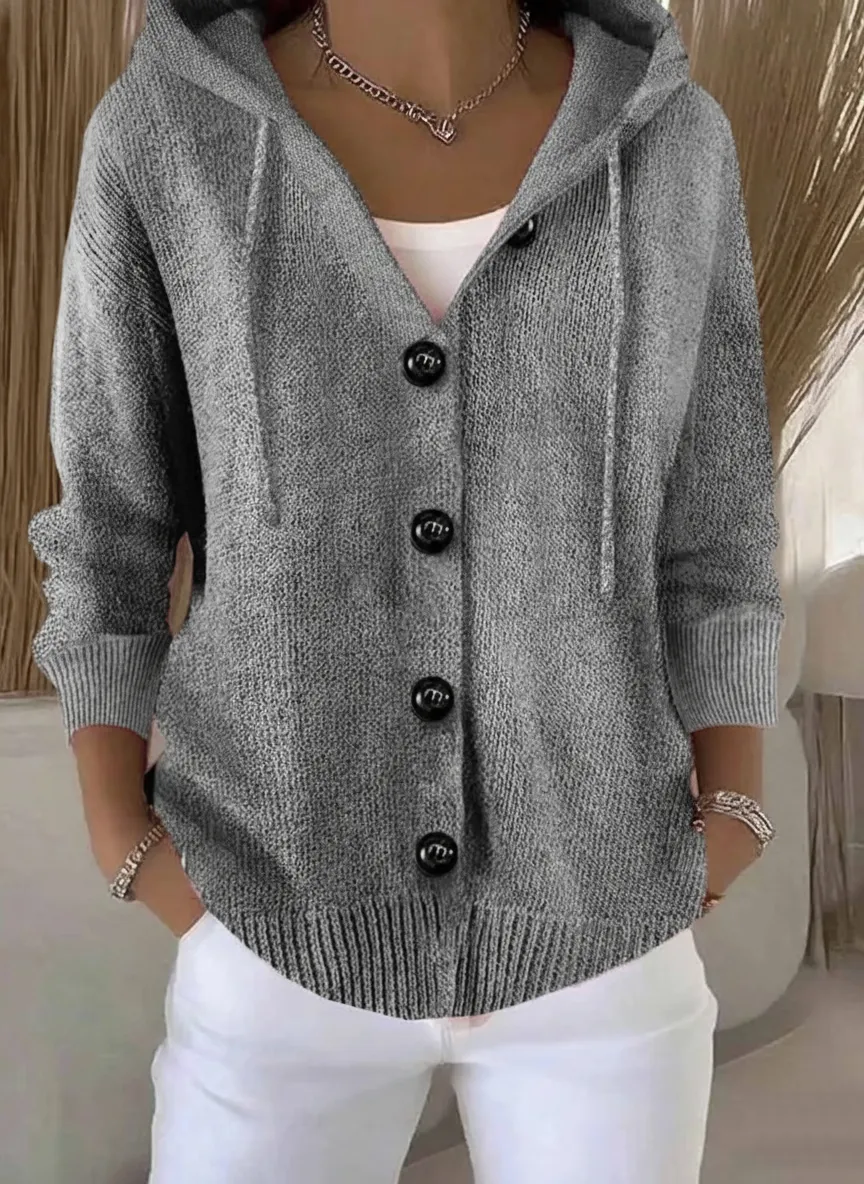 🎄 New Arrivals🔥Women's Casual Hooded Long Sleeve Button Cardigan Sweater