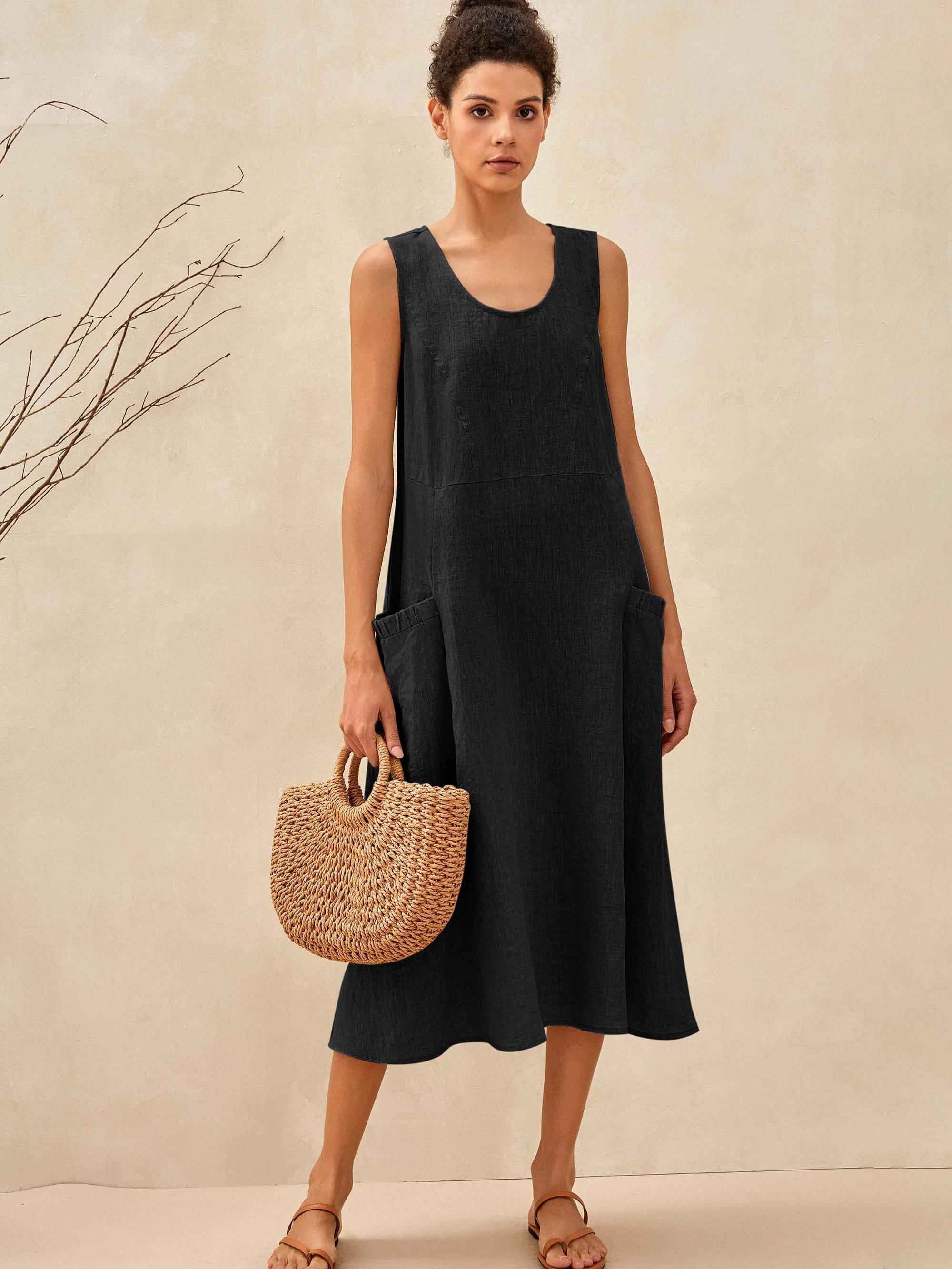 100% Linen Swing Beach Tank Dress