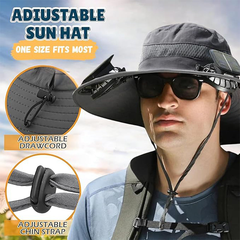 Wide Brim Sun Hat with Solar Fans – Outdoor Work. Fishing & Gardening Hat
