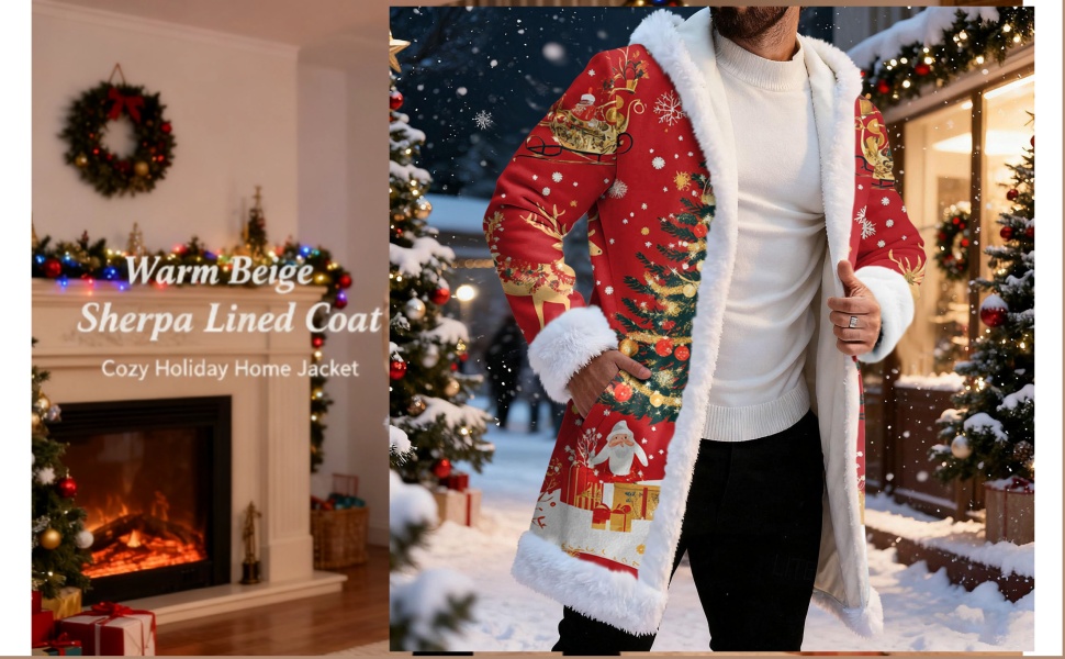 Christmas Cardigan Santa Jacket Coat for Men Hoodies Costume Claus Adult Suit Outfit Party Women