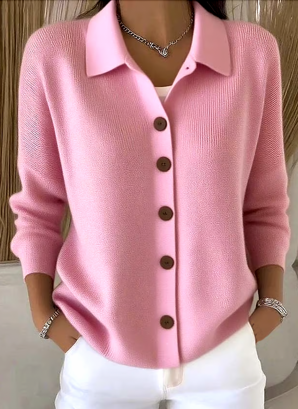 CLEARANCE SALE🔥 Women's Plain Long Sleeve Shawl Collar Casual Cardigan Outerwear