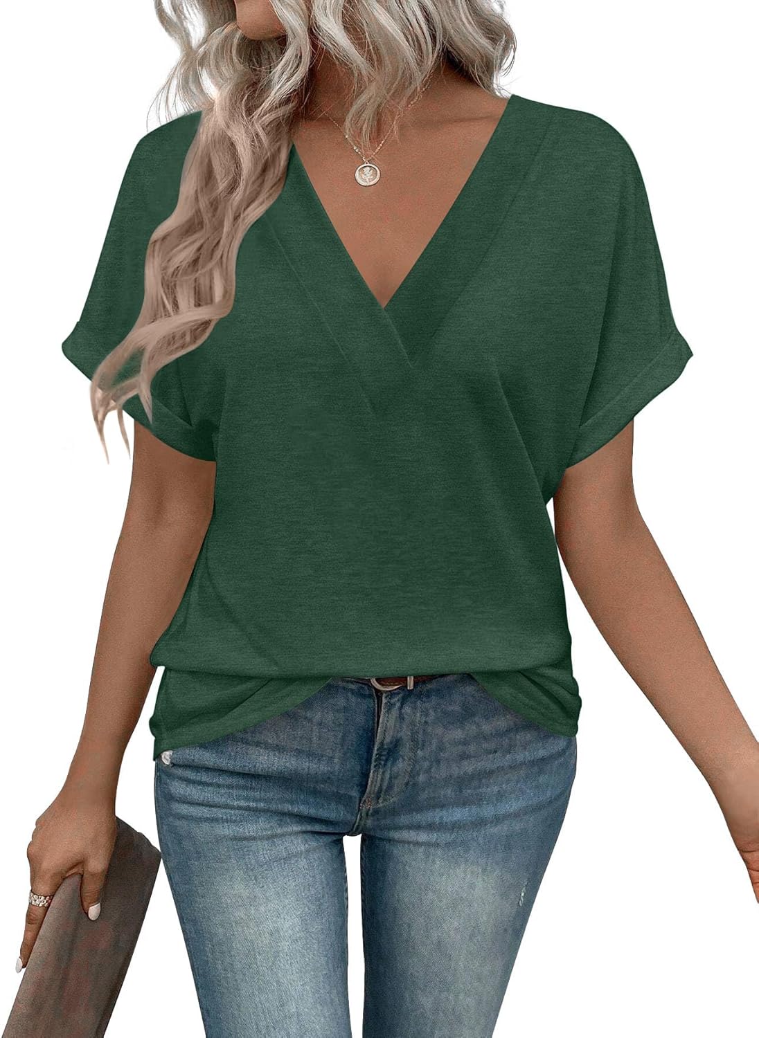 zeile Womens Summer Tops V Neck T Shirts 2025 Short Sleeve Lightweight Soft Fashion Casual Outfits Tee