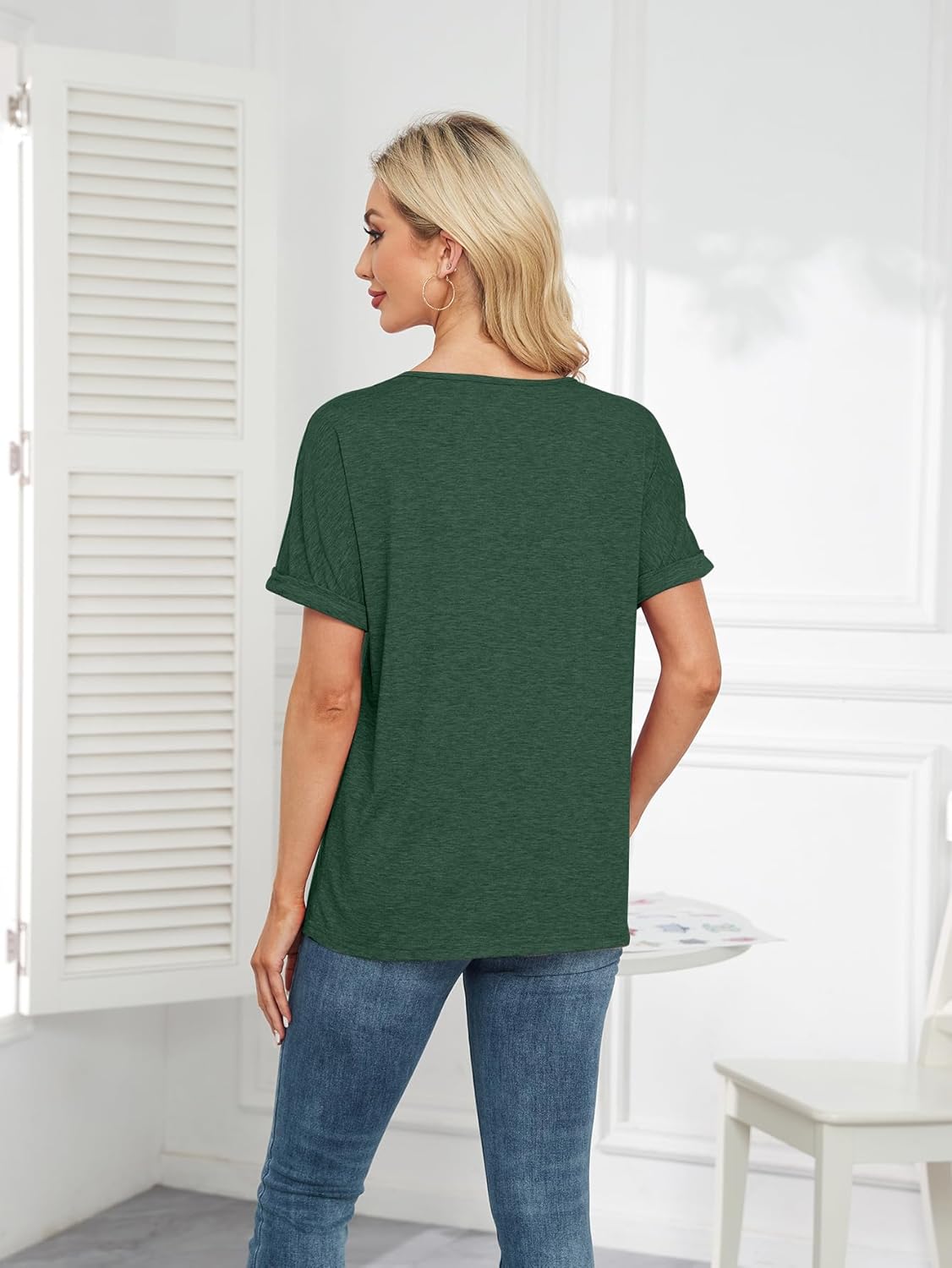 zeile Womens Summer Tops V Neck T Shirts 2025 Short Sleeve Lightweight Soft Fashion Casual Outfits Tee