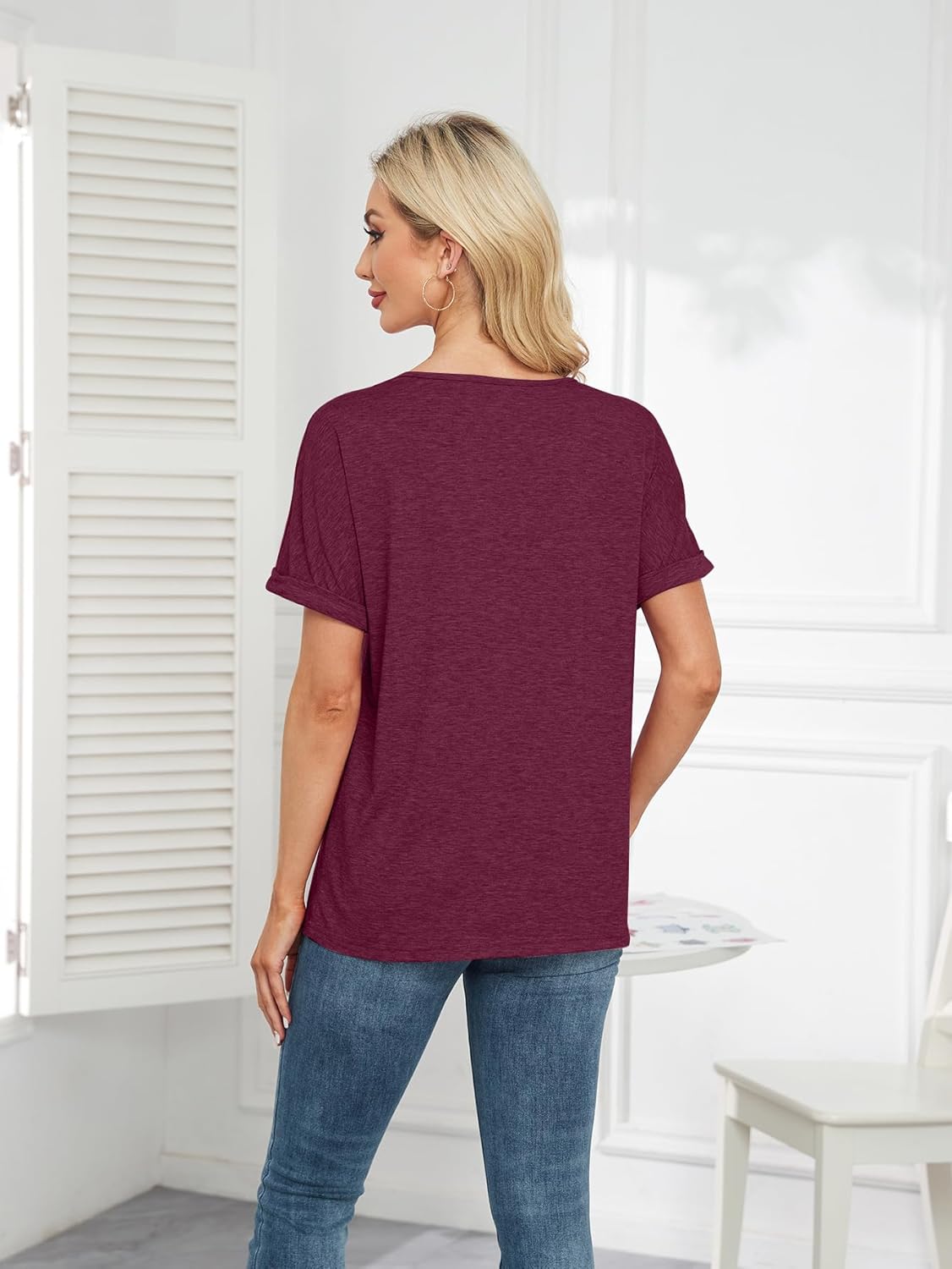 zeile Womens Summer Tops V Neck T Shirts 2025 Short Sleeve Lightweight Soft Fashion Casual Outfits Tee