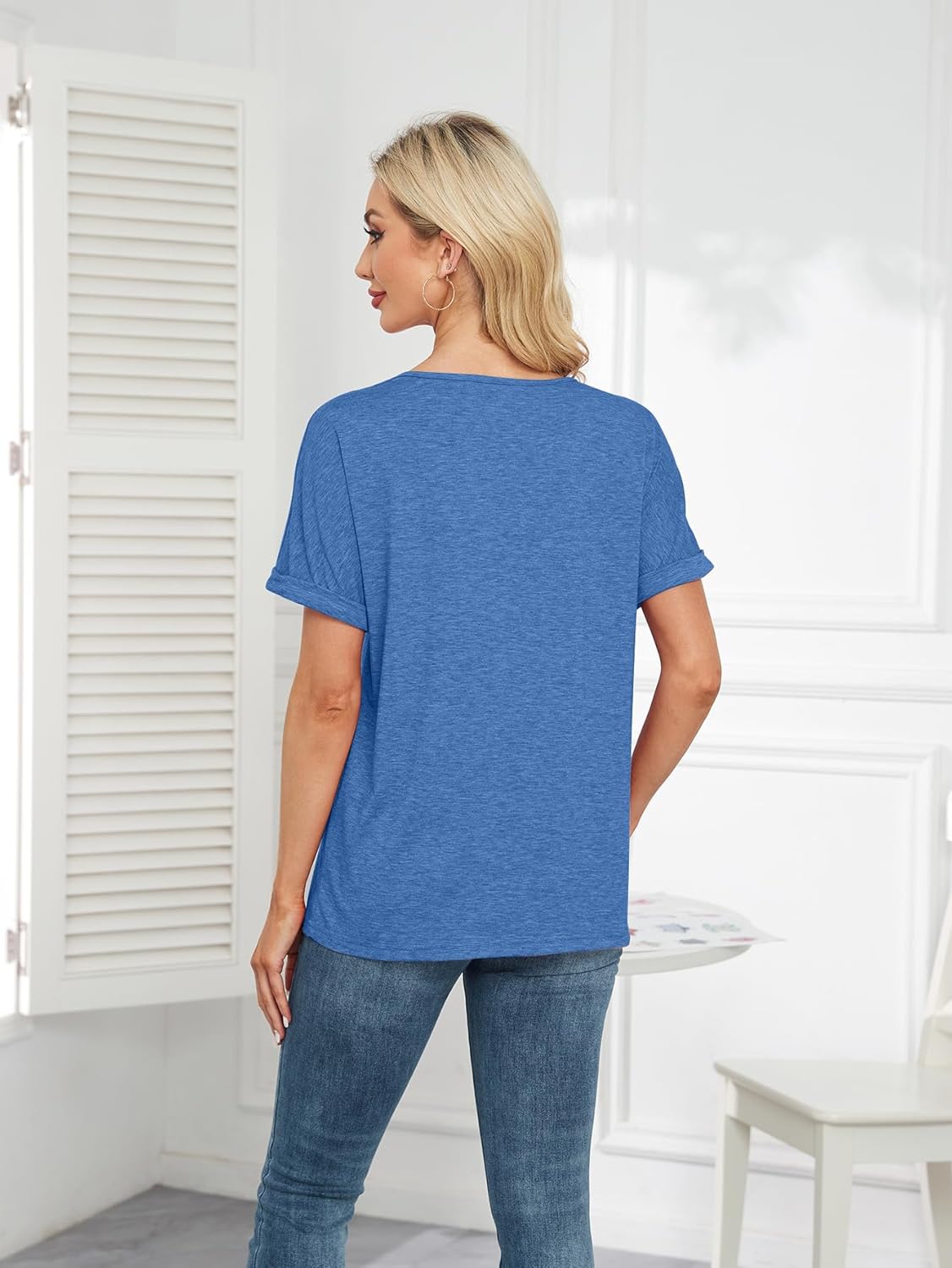 zeile Womens Summer Tops V Neck T Shirts 2025 Short Sleeve Lightweight Soft Fashion Casual Outfits Tee