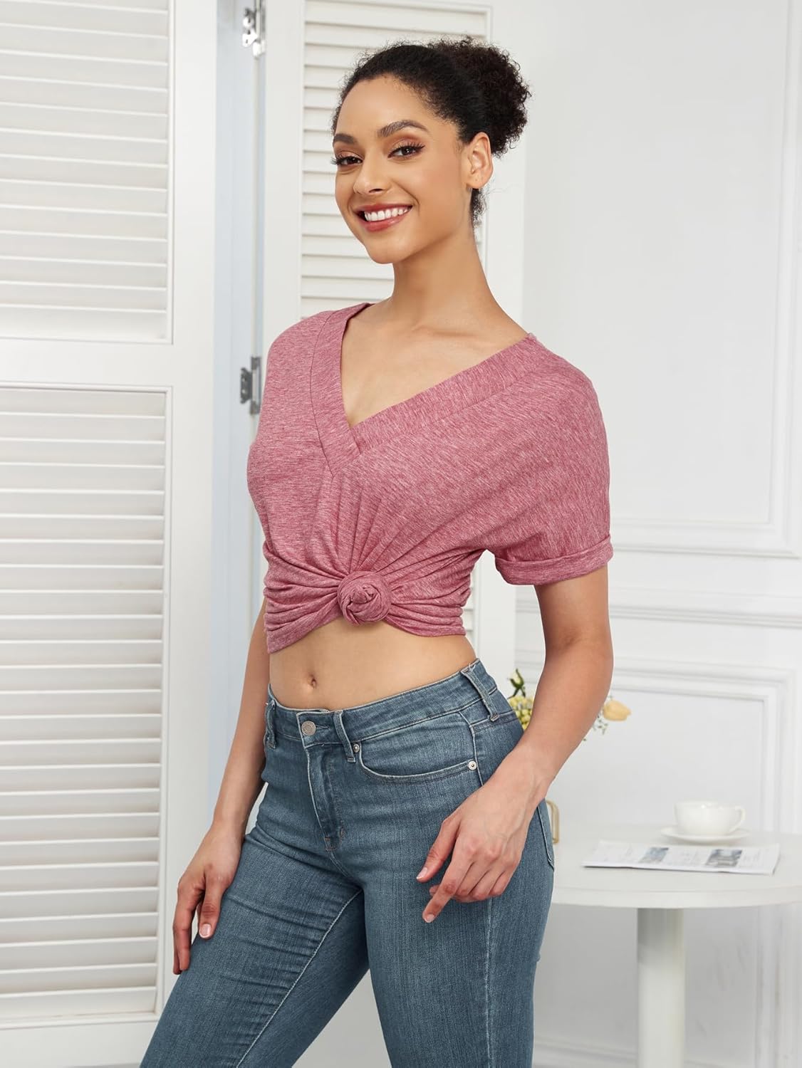 zeile Womens Summer Tops V Neck T Shirts 2025 Short Sleeve Lightweight Soft Fashion Casual Outfits Tee