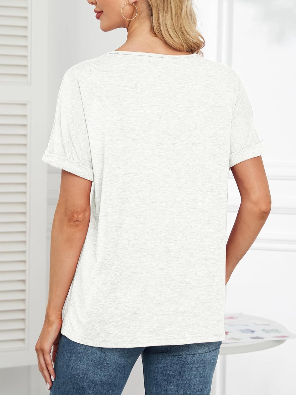 zeile Womens Summer Tops V Neck T Shirts 2025 Short Sleeve Lightweight Soft Fashion Casual Outfits Tee