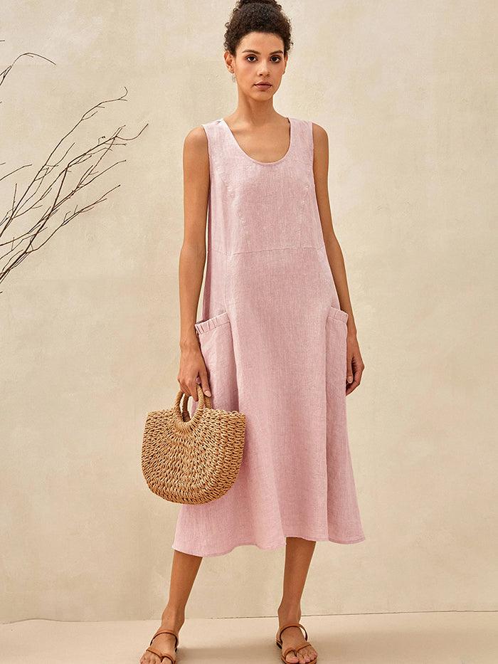 100% Linen Swing Beach Tank Dress