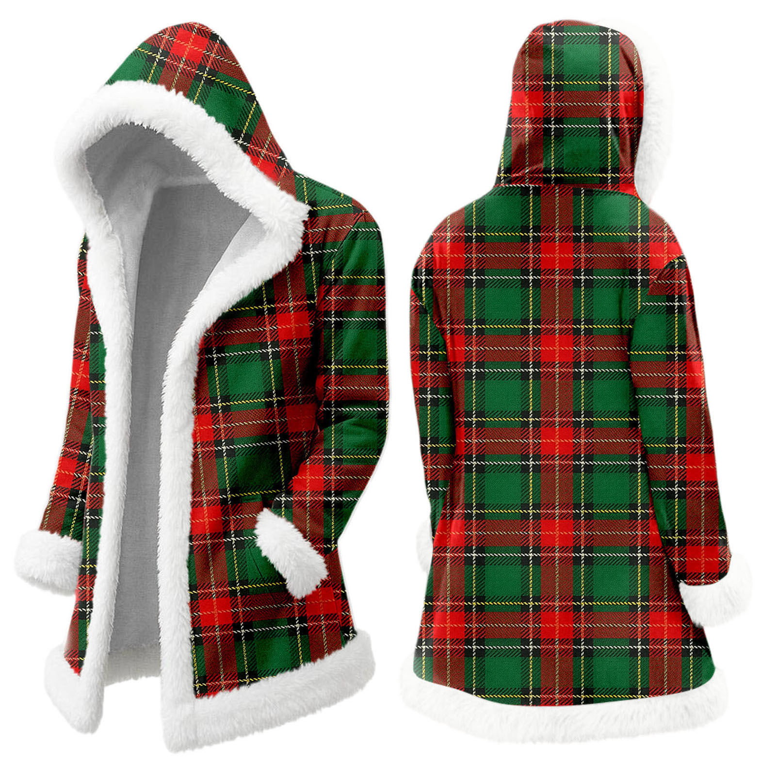 2025 Men's Christmas Long Cardigan Hoodie Santa Claus Warm Hooded Jacket