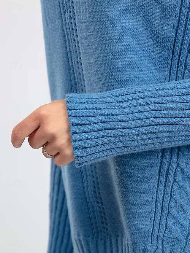 Turtleneck Sweater Co-ords Knitted Fall Winter Home Basic Casual Long Sleeve Solid Color Royal Blue Orange