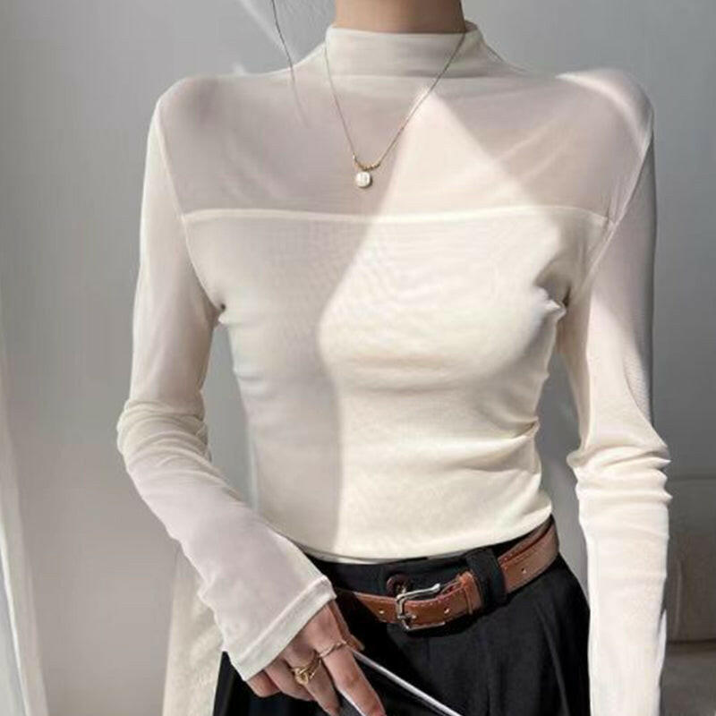 💃Last Day Sales -50% OFF🎉Women's Sparkle Mesh Sheer Long Sleeve Ruched Top
