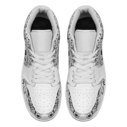 Jordan 1 Low-25-cy-skull-20, Jordan 1 Retro Low Sneakers, Personalized Gothic Shoes, Skull Design, Unisex Non Slip Walking Sneakers, Lightweight Breathable Running Shoes, Casual Sports Shoes, Unique Holidays Gifts