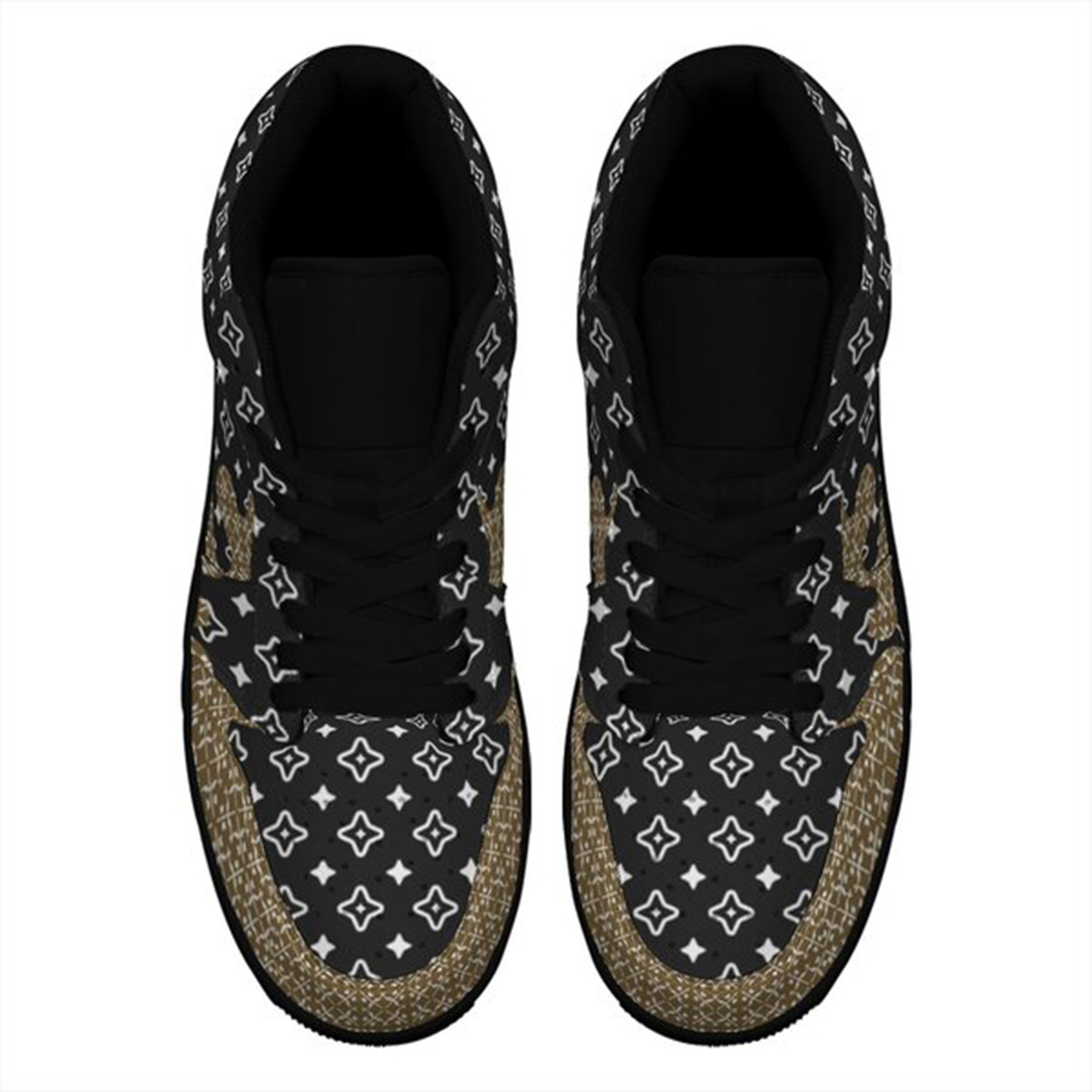 Jordan 1-25-yy-Quiet Luxe-4, Jordan 1 Retro Low Sneakers, Personalized Light Luxury Vintage Sneakers, Breathable Running Shoes, Printed Luxury-inspired Design, Anti-Slip Athletic Shoes, Lightweight Walking Sneakers