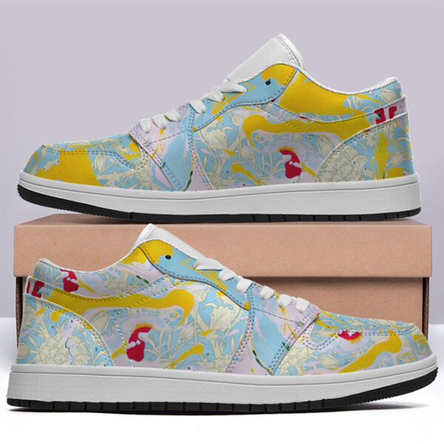 Jordan 1-25-cy-Quiet Luxe-8, Jordan 1 Retro Low Sneakers, Personalized Light Luxury Vintage Sneakers, Custom Printed Design, Light Breathable, Casual Walking Shoes, Fashion Sneakers