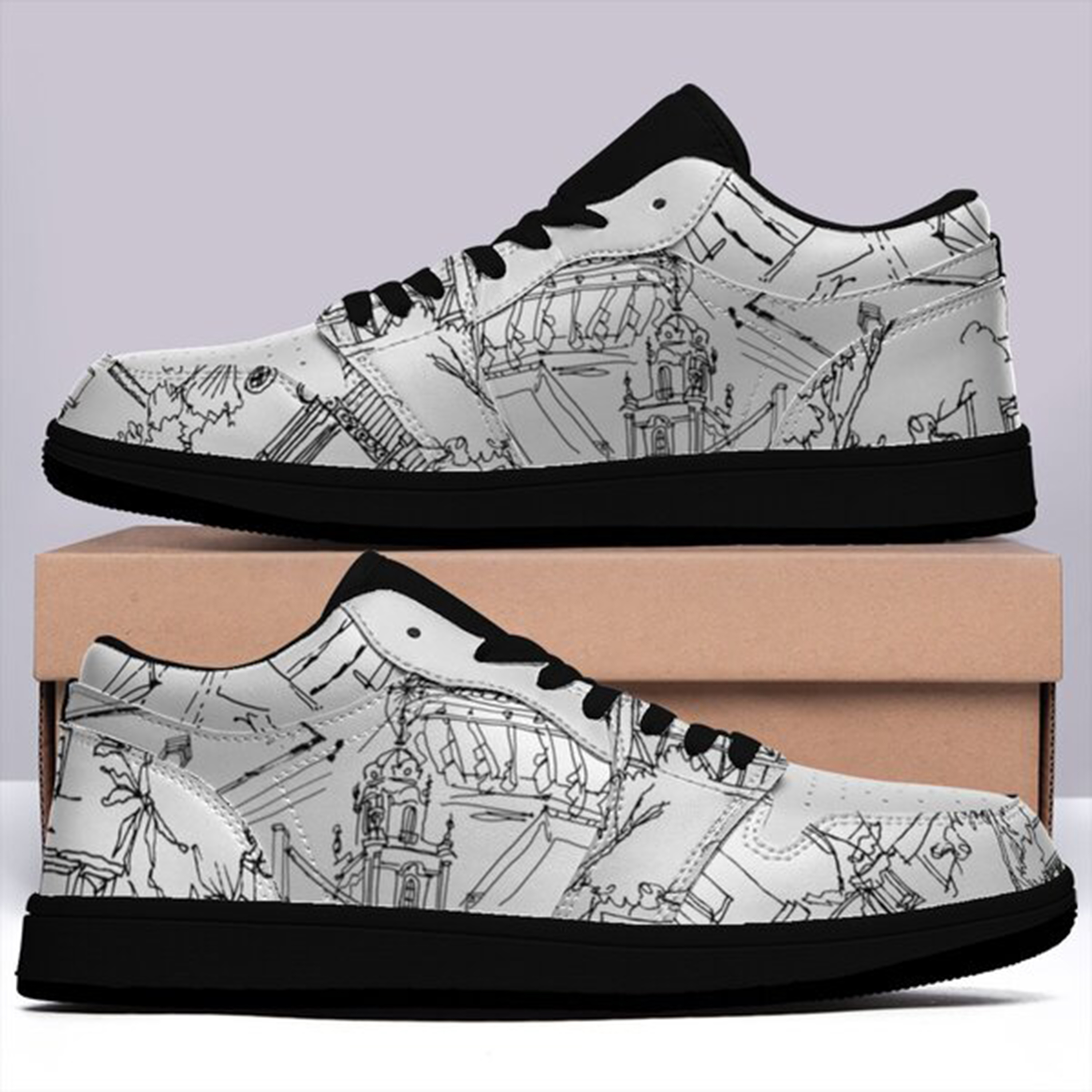 Jordan 1-25-cy-Quiet Luxe-9, Jordan 1 Retro Low Sneakers, Personalized Light Luxury Vintage Sneakers, Custom Printed Design, Light Breathable, Casual Walking Shoes, Fashion Sneakers