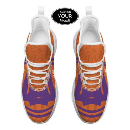 Max Sowl-25-cy-Clemson-1-4, Personalized Clemson Tigers Custom Max Sowl Shoes, Personalized Sport Footwear, Custom Color-Blocked Running Shoes