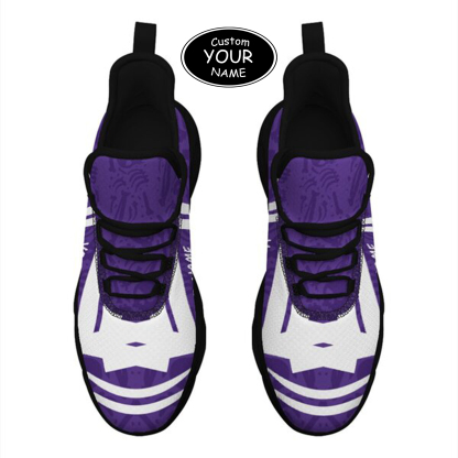 Max Sowl-25-cy-Evanston-21-4, Personalized Northwestern Wildcats Custom Max Sowl Shoes, Personalized Sport Footwear, Custom Color-Blocked Running Shoes