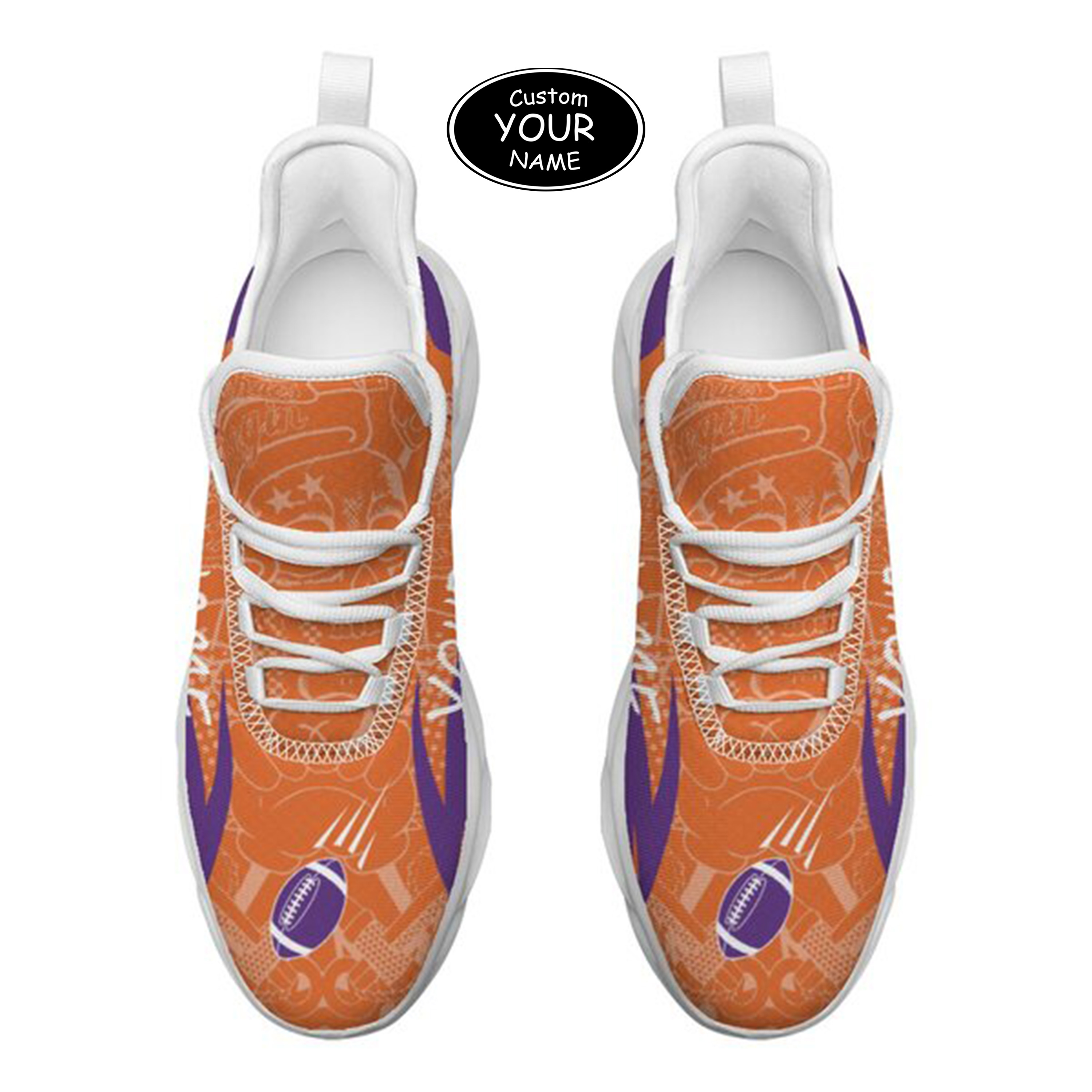 Max Sowl-25-yy-Clemson-1-4, Personalized Clemson Tigers Custom Max Sowl Shoes, Personalized Sport Footwear, Custom Color-Blocked Running Shoes