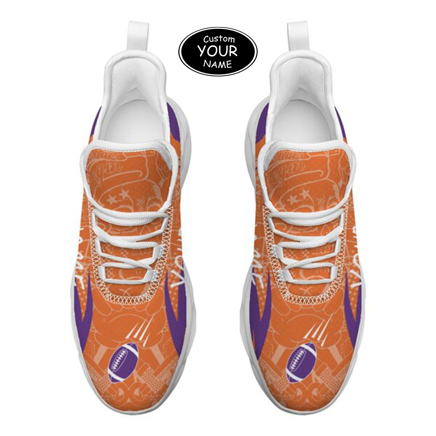 Max Sowl-25-yy-Clemson-1-4, Personalized Clemson Tigers Custom Max Sowl Shoes, Personalized Sport Footwear, Custom Color-Blocked Running Shoes