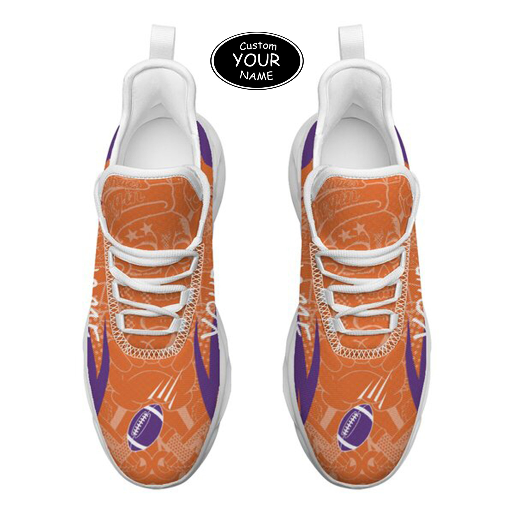 Max Sowl-25-yy-Clemson-1-4, Personalized Clemson Tigers Custom Max Sowl Shoes, Personalized Sport Footwear, Custom Color-Blocked Running Shoes
