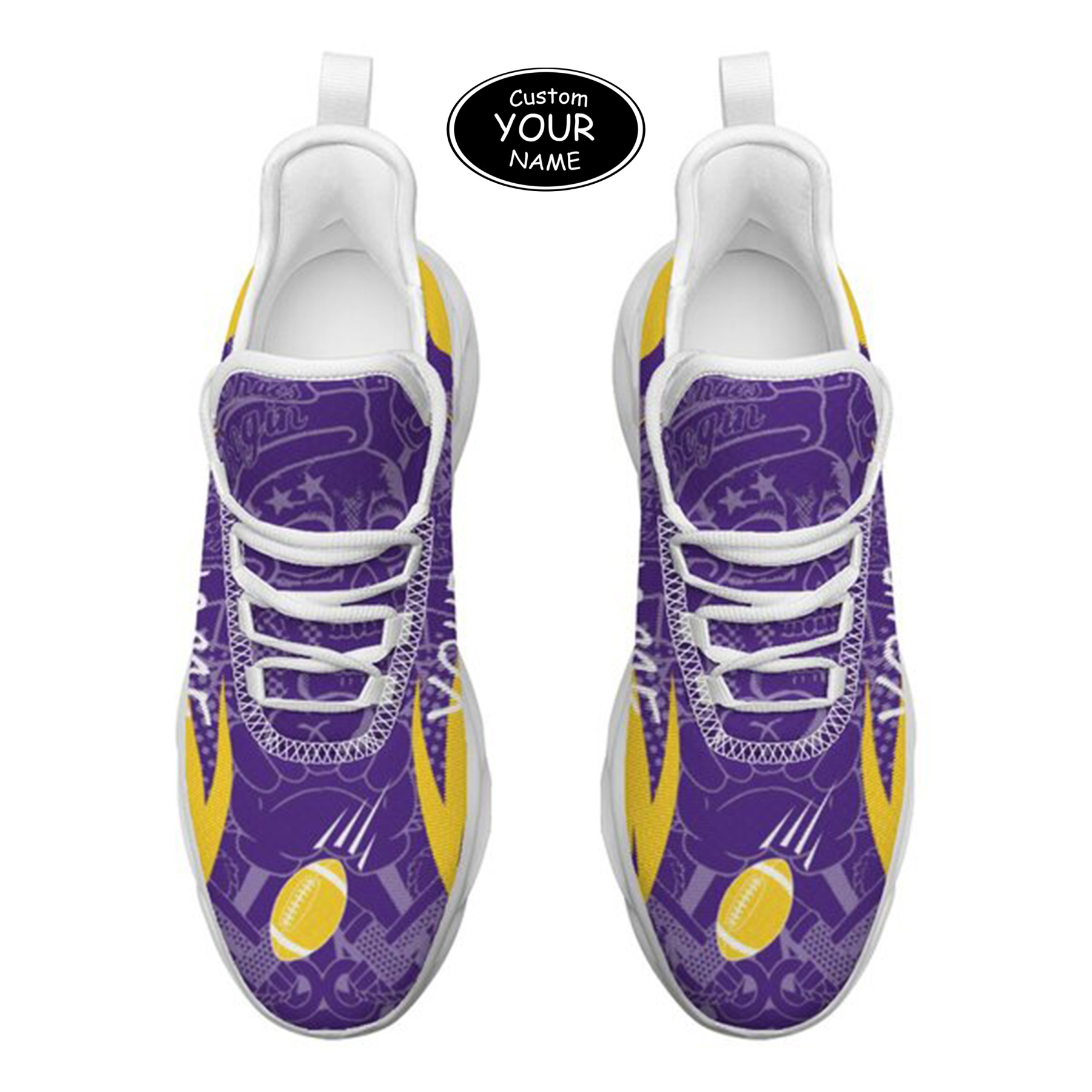 Max Sowl-25-yy-Baton Rouge-6-4, Personalized LSU Tigers Custom Max Sowl Shoes, Personalized Sport Footwear, Custom Color-Blocked Running Shoes