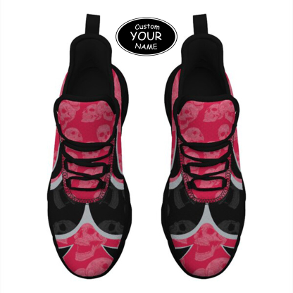 Max Sowl-25-cy-Columbus-3-5, Personalized Ohio State Buckeyes Custom Max Sowl Shoes, Personalized Skull Sport Footwear, Custom Color-Blocked Running Shoes