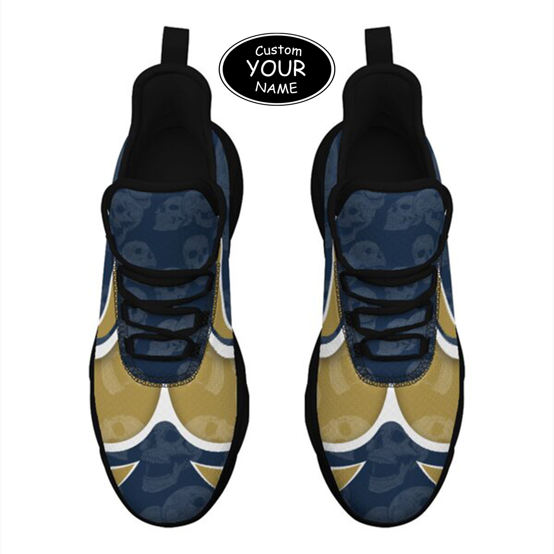 Max Sowl-25-cy-South Bend-5-5, Personalized Notre Dame Fighting Irish Custom Max Sowl Shoes, Personalized Skull Sport Footwear, Custom Color-Blocked Running Shoes