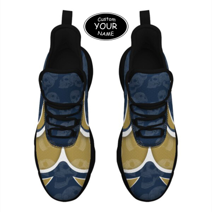 Max Sowl-25-cy-South Bend-5-5, Personalized Notre Dame Fighting Irish Custom Max Sowl Shoes, Personalized Skull Sport Footwear, Custom Color-Blocked Running Shoes