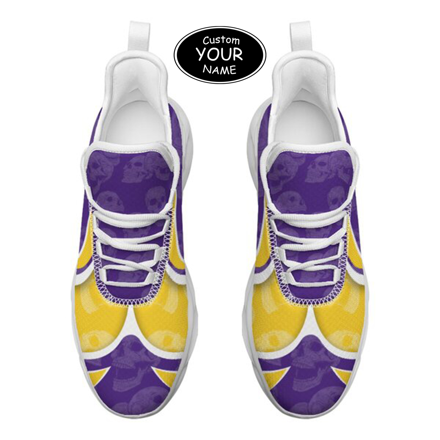 Max Sowl-25-cy-Baton Rouge-6-5, Personalized LSU Tigers Custom Max Sowl Shoes, Personalized Skull Sport Footwear, Custom Color-Blocked Running Shoes