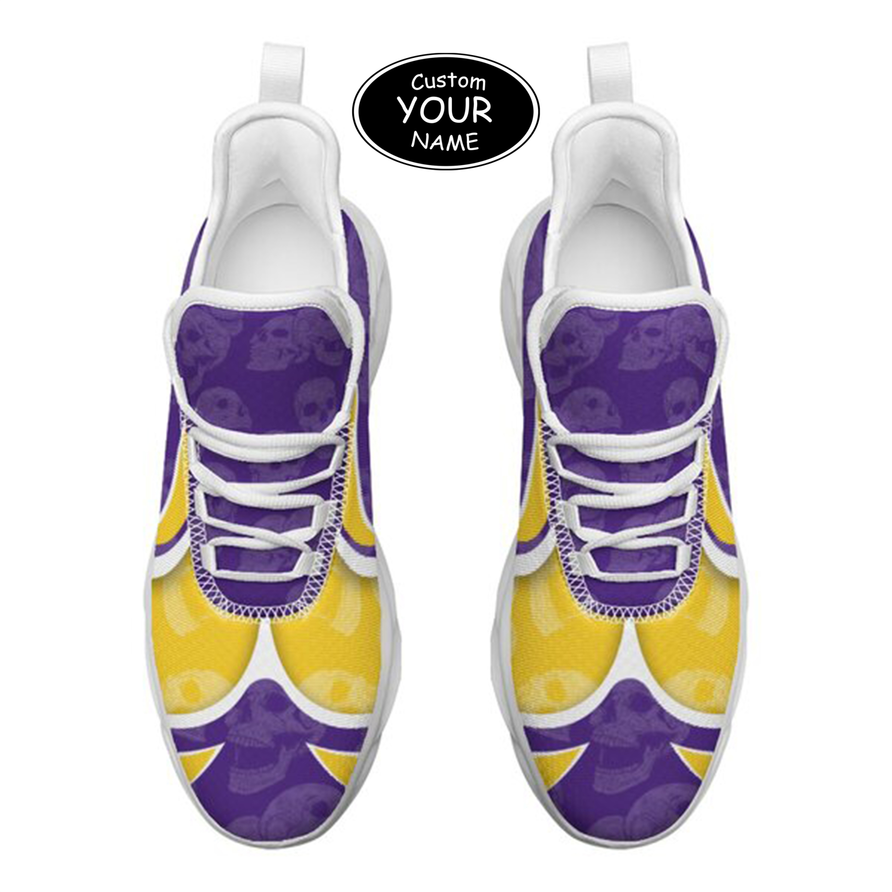 Max Sowl-25-cy-Baton Rouge-6-5, Personalized LSU Tigers Custom Max Sowl Shoes, Personalized Skull Sport Footwear, Custom Color-Blocked Running Shoes